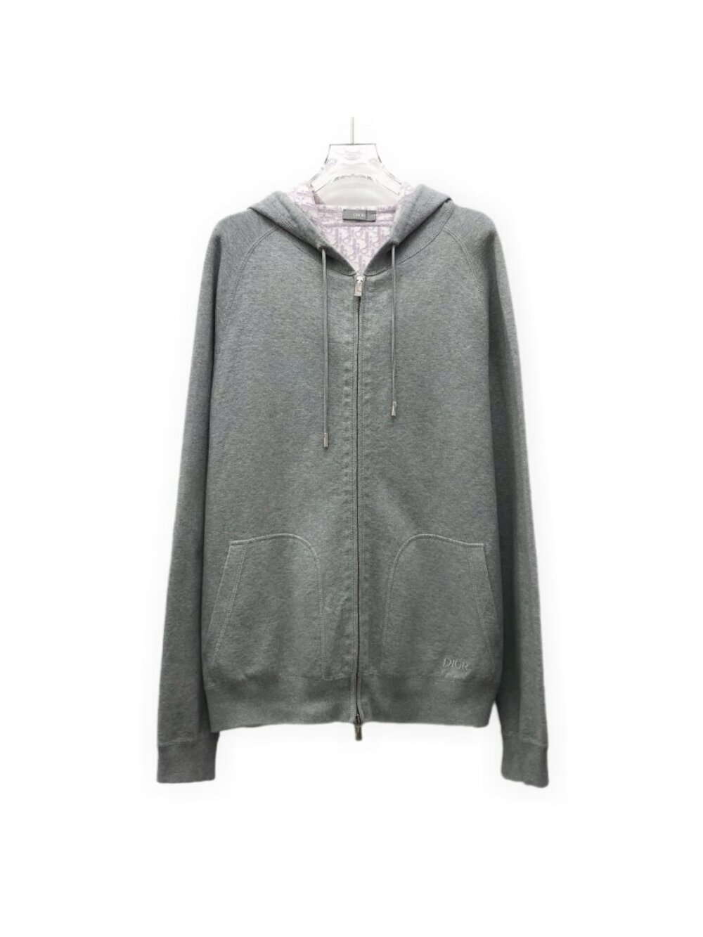Dior 2023 Grey Monogram Hooded Zip Sweatshirt Jacket